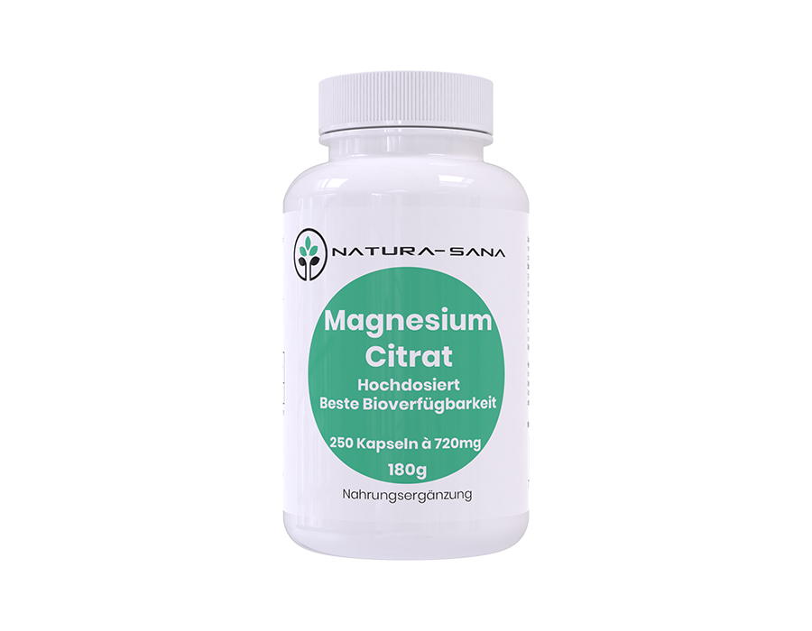 Magnesium-Citrat hochdosiert/ 250 Kapseln / 180gr