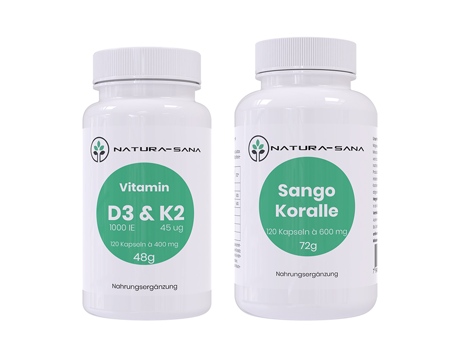 Vitamin D3 & Vitamin K2 (V9570) & Sango Koralle (Calcium/Magnesium) (V9045)